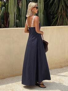 Livesso Vestido casual de mujer con tirantes finos a rayas - Azul - Ver 4