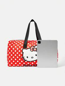HELLO KITTY AND FRIENDS | SHEIN 可爱卡通图案红色波点印花大容量可折叠旅行包 - 紅色 - 查看 4