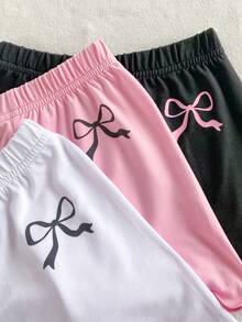 SHEIN Playful Pals 6件套女婴休闲日常黑色、粉色、白色圆领短袖上衣和松紧腰短裤套装，适合户外玩耍或舒适的春夏穿着。 - 彩色 - 查看 6