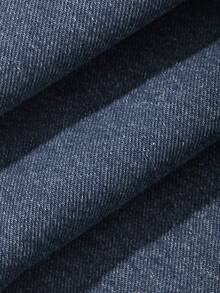 DAZY Bộ jumpsuit denim nữ cổ chữ V, cài một hàng cúc, kiểu dáng thường ngày, có túi. - Màu xanh lam - Xem 9