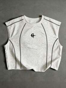PAVTROS Men's Casual Patchwork Color Round Neck Top, Versatile For Daily Wear - Light Grey - View 3
