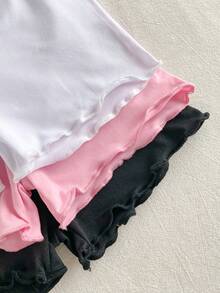 SHEIN Playful Pals 6件套女婴休闲日常黑色、粉色、白色圆领短袖上衣和松紧腰短裤套装，适合户外玩耍或舒适的春夏穿着。 - 彩色 - 查看 7