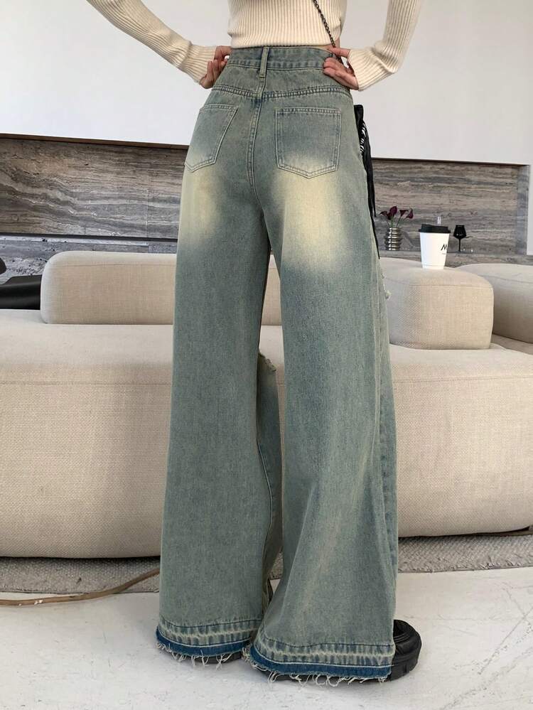 Women's Loose Straight Ripped Casual Denim Jeans