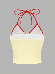 Resyla Y2K百合花波点印花休闲露背吊带背心二合一上衣 - 彩色 - 查看 2