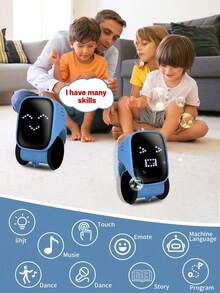 1 Piece Touch Sensor Smart Robot Toy 24GHz Remote Control Rechargeable Programmable Robot With Dancing Singing Story Telling LED Expression Change Auto Demo Music Function Pink Blue Yellow Green Educational RC Dinosaur Robot Toy Perfect For Boys Girls Aged 3 To 12 Halloween Christmas Easter Birthday Holiday Gift Interactive Early Learning STEM Intelligent Plaything - Multicolor - View 2