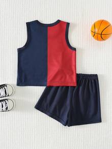Cozy Pixies Bộ đồ thể thao 2 món cho bé trai/bé gái, áo thun không tay và quần short kẻ sọc đỏ xanh, phù hợp với đội Barcelona, thích hợp cho mùa xuân/hè, mặc trong nhà, ngoài trời, hàng ngày, chơi thể thao, dự tiệc, chụp ảnh, kỳ nghỉ, thi đấu. Bộ đồ 2 món dễ thương phối màu tương phản cho trẻ em, áo tank top và quần short, thích hợp cho mùa xuân/hè. - Nhiều màu - Xem 2