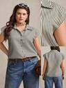 Zelara Plus Size Women Black And White Single-Breasted Casual Versatile Daily Wear Shirt Office Summer