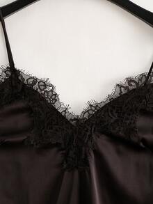 SHEIN Franclia 优雅性感极简日常时尚吊带不对称下摆花卉蕾丝露背女式背心 - 棕色 - 查看 3