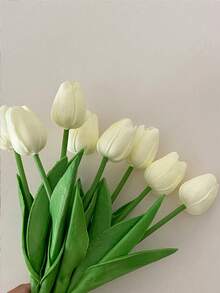 Artificial Tulip Fake Flowers, Realistic Simulation Floral Decor For Living Room Bedroom Home Ornament - Apricot - View 4