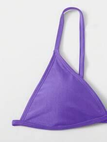 SHEIN Swim Conjunto de bikini de unicolor para vacaciones en la playa - Morado - Ver 3