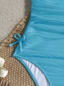 SHEIN Teen Girls Solid Color Jacquard 2 Pieces Set - Baby Blue - View 6