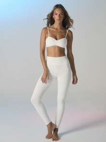 Aralina Ruched Twist Front Strapless Style Adjustable Strap Seamless Stretch Slim Fit Crop Top Summer Outfits For Women Cute Tops Off The Shoulder Top - White - View 7