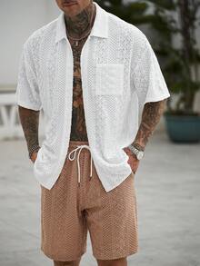 Manfinity CasualCool 男士夏季休闲衬衫短裤套装 - 彩色 - 查看 3