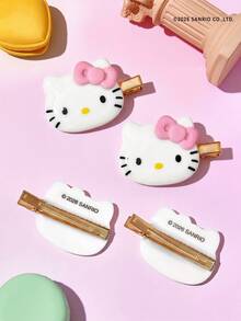 HELLO KITTY AND FRIENDS | Joivida 2pcs Pink Bow Cat Head Resin Hair Clip, Zinc Alloy Alligator Clip, Side Bangs Clip For Women, Sweet Girly Hair Fixing Barrette, Great For Daily Wear, Party, Travel, Office, A Cute Birthday Or Anniversary Gift - Pink - View 4