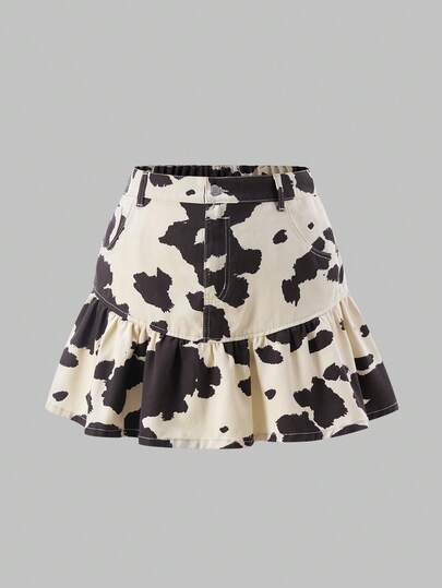 Comfortcana Minifalda de mezclilla de uso diario versátil y casual con parches y pliegues para mujer de talla grande