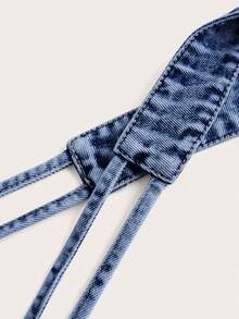 SHEIN EZwear Áo denim hở lưng cổ yếm gợi cảm - Rửa trung bình - Xem 3
