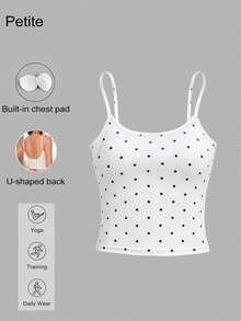 Everyssa Petite Áo hai dây hở lưng chấm bi dệt kim thanh lịch dành cho nữ, áo tank top thường ngày dành cho nữ, áo hai dây mùa hè. - trắng - Xem 3