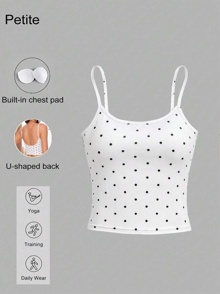 Everyssa Petite Áo hai dây hở lưng chấm bi dệt kim thanh lịch dành cho nữ, áo tank top thường ngày dành cho nữ, áo hai dây mùa hè. - trắng - Xem 1