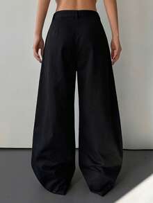 DAZY Women's Loose Wide Leg Pants, Casual Street Style, Spring/Summer - Black - View 2