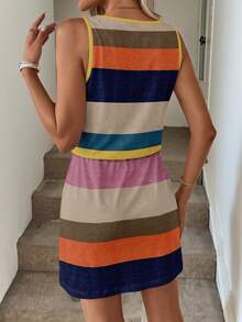 SHEIN LUNE Vestido corto casual estampado para mujer, adecuado para primavera y verano - Multicolor - Ver 2