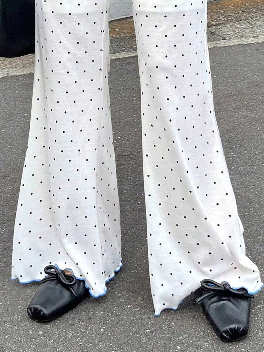 FRIFUL Women's Polka Dot Print Casual Pants - Beige - View 1