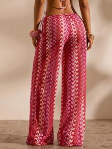 Opulessa Women's Vacation Casual Striped Cover-Up & Pants Set - Multicolor - View 2