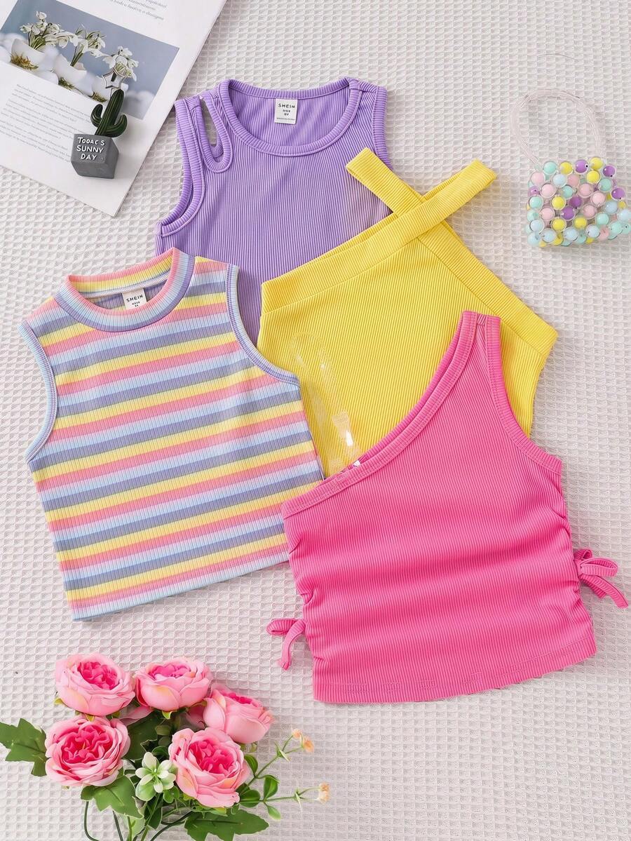 SHEIN 4件套女童背心和吊带衫 - 彩色 - 查看 1