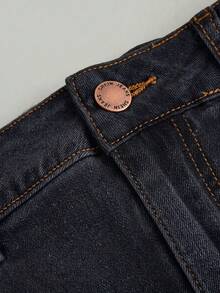 SHEIN MOD 大码牛仔裙，带蝴蝶结装饰 - 灰色 - 查看 3