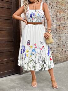 Breezaya Robe fleurie élégante, confortable et à la mode grande taille pour les vacances - Multicolore - Voir 3