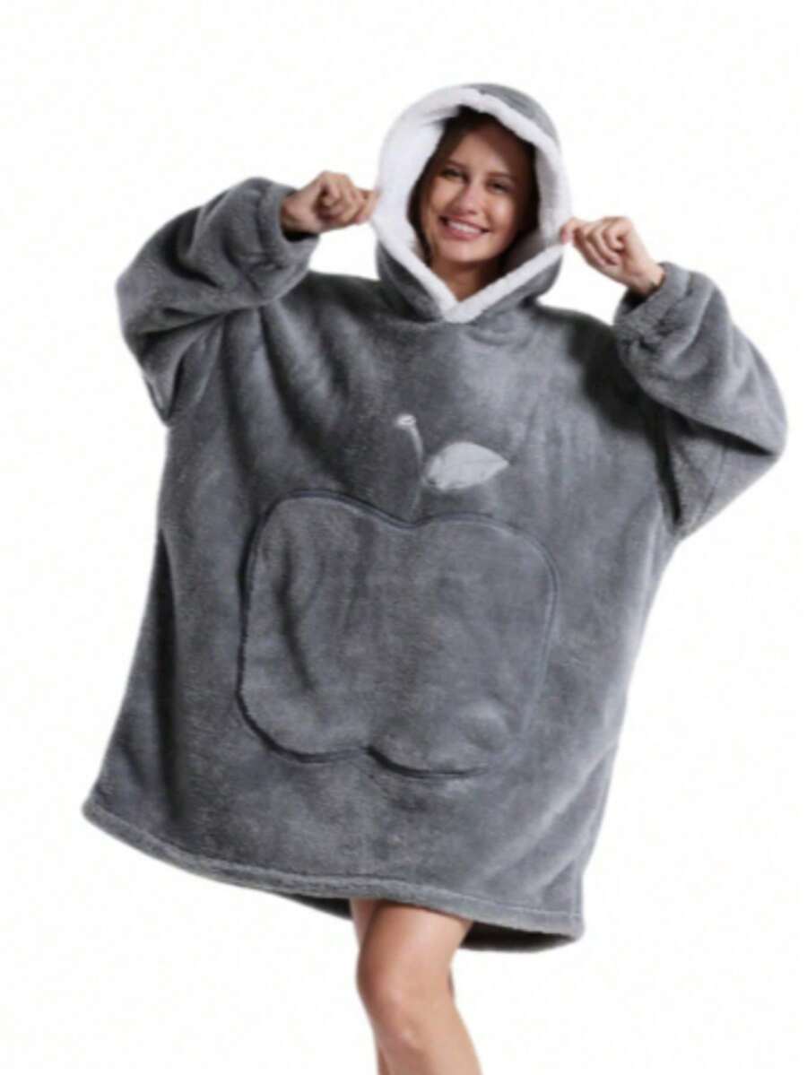 Bata de mujer larga y cómoda tipo manta de TV, bata de franela de doble cara para estar en casa, ropa de estar en casa de manga larga para otoño e invierno - Multicolor - Ver 1