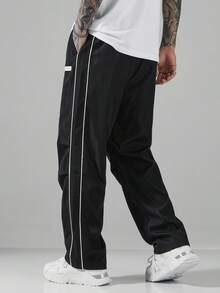 Manfinity Hypemode Pantalones cargo casuales de pierna recta, versátiles y de moda para hombres - Negro - Ver 2