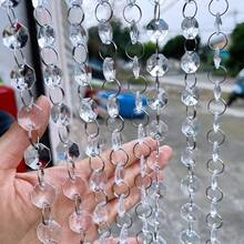 Clear Acrylic Octagon Bead Garland, 1m Hanging Crystal Bead Chain, Wedding Ceiling Decorations For Party, Stage Backdrop & Room Divider - Clear - View 4