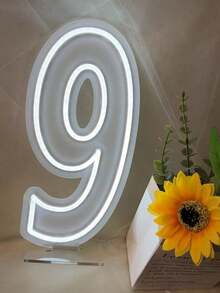 1 Paquete de Señal de Número de Luz de Neón LED, Dígito Único Blanco 0-9, Decoración de Pared Alimentada por USB, Adecuada para Cumpleaños, Aniversario, Hogar, Bar, Club, Regalo de Boda - Blanco - Ver 14