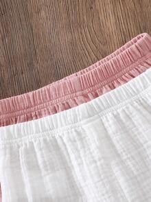 Elladie kids 4pcs/Set Young Girl Solid Color Camisole Top And Pants Casual Daily Wear - Multicolor - View 6