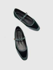 CUCCOO BIZCHIC Sepatu Flat Wanita Musim Semi dengan Gesper Sederhana dan Elegan, Modis, Serbaguna, untuk Santai, Kerja, dan Perjalanan. - Dark Green - View 6