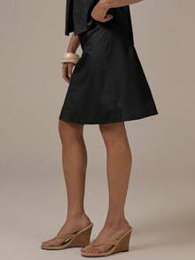 MUSERA Low Rise Button Front Midi Skirt Spring Summer Cute Cosy Cottage Core Y2k Spring Dew Casual - Black - View 4