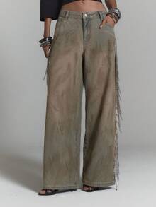 MUSERA Quần jeans denim ống đứng cạp thấp, chi tiết dây buộc, kiểu dáng gợi cảm, thích hợp cho mùa hè, mùa xuân, lễ hội, kỳ nghỉ, đi chơi. - Nhiều màu - Xem 2