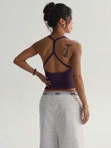 Slayform Soutien-gorge de sport sans couture pour femmes, brassière de fitness sans fil, débardeur de sport, sous-vêtement de course - Mauve - Voir 4