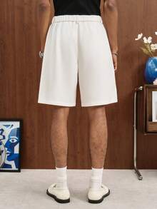 PAVTROS Men's White Casual Shorts, Fashionable Versatile Minimalist Design, Holiday - White - View 2