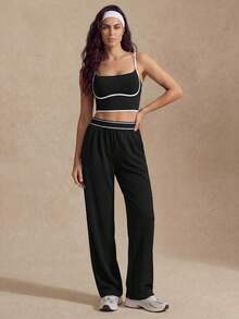 Easithlete Pantalon de sport casual long pour femmes - Noir - Voir 6