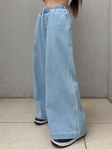FRIFUL Women's Casual Washed Wide-Leg Jeans - Light Wash - View 4