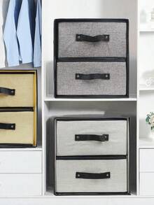 2-Drawer Fabric Storage Organizer For Underwear Socks Bras, Linen Closet & Dresser Drawer Insert, White Collapsible Bin For Bedroom Clothing Decor Must Have - Multicolor - View 3