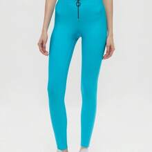Alo Yoga Leggings HIGH WAIST FAST Sweat Absorption Breathable Lightweight Solid Good Elasticity Easy To Wash Running Sports Women Sky Blue W5949R - BRIGTH AQUA - 湖藍色 - 查看 1
