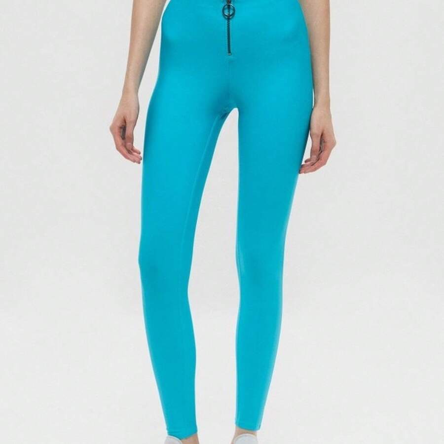 Alo Yoga Leggings HIGH WAIST FAST Sweat Absorption Breathable Lightweight Solid Good Elasticity Easy To Wash Running Sports Women Sky Blue W5949R - BRIGTH AQUA - 湖藍色 - 查看 1