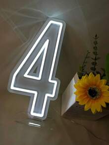 1 Paquete de Señal de Número de Luz de Neón LED, Dígito Único Blanco 0-9, Decoración de Pared Alimentada por USB, Adecuada para Cumpleaños, Aniversario, Hogar, Bar, Club, Regalo de Boda - Blanco - Ver 21