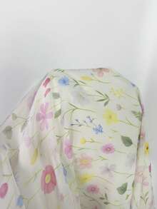 Celisse Petite Vestido elegante y dulce para vacaciones con estampado floral, escote en V y cintura ceñida en línea A para mujeres - Multicolor - Ver 6