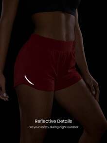 GLOWMODE 2.5" RefreshRun VitalSwift Ultralight Sweat-Wicking Mid-Rise Adjustable Reflective Running Shorts With Built-In Underwear Zip Pocket Workout Spring - Maroon - View 3