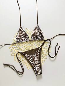 Swim SXY Zebra Print Tankini Swimwear Set - Multicolor - View 4
