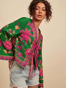 Travachic Blusa de manga larga con estampado floral y corte holgado para mujer, primavera/verano - Multicolor - Ver 5