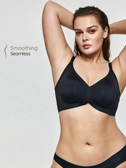 SHAPORA 1pc Women Plus Size Jelly Soft Support Wireless Push-Up Bra